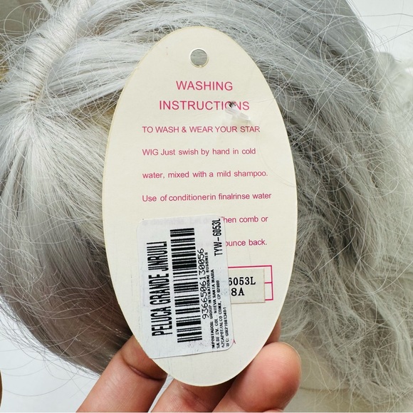 Jinruili 100%  Kanekalon Wig 27” Straight Bang Silver Gray Cosplay Hairpiece - Picture 8 of 10